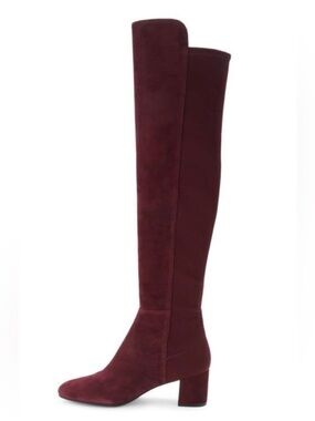 Stuart Weitzman Over-the-Knee Suede Boots in Deep Burgundy | Size 6